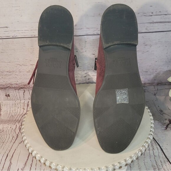 Karl Lagerfeld Paris Sixte Women's Burgundy Suede Ankle Boots Size 6.5M - Picture 14 of 16